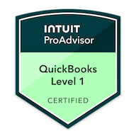 Intuit ProAdvisor QuickBooks Level 1 certified badge